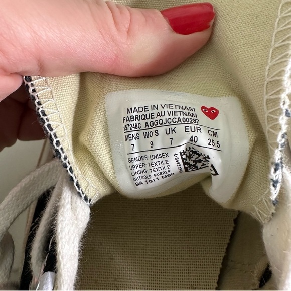 Comme Des Garcons PLAY x Converse Polka Dot Low-Top Sneakers Black SZ M7 W9 - Picture 7 of 11